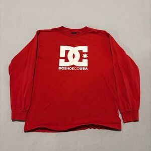 DC Red Long Sleeve Shirt with White Logo Center